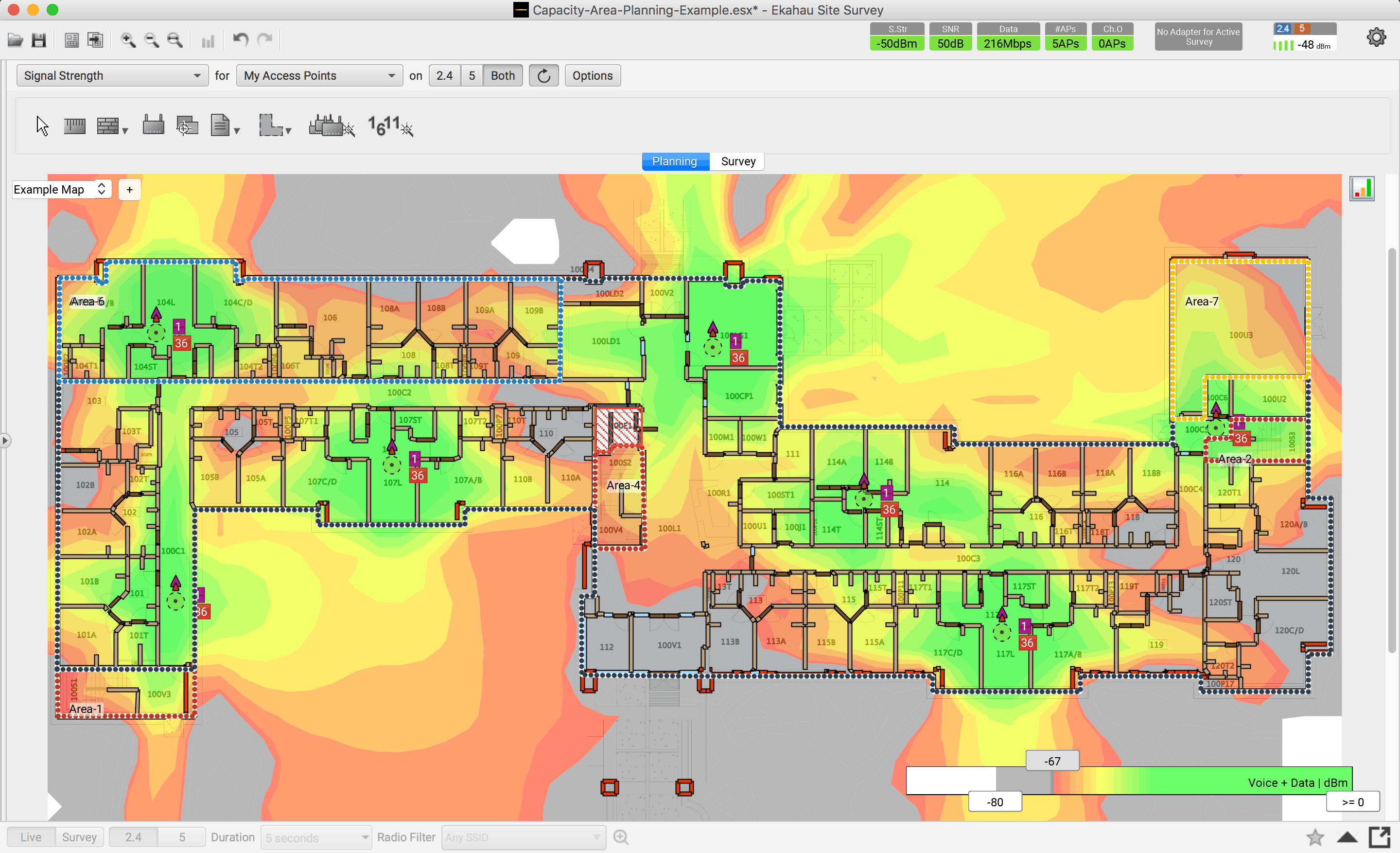WiFi heat map with wireless coverage analysis